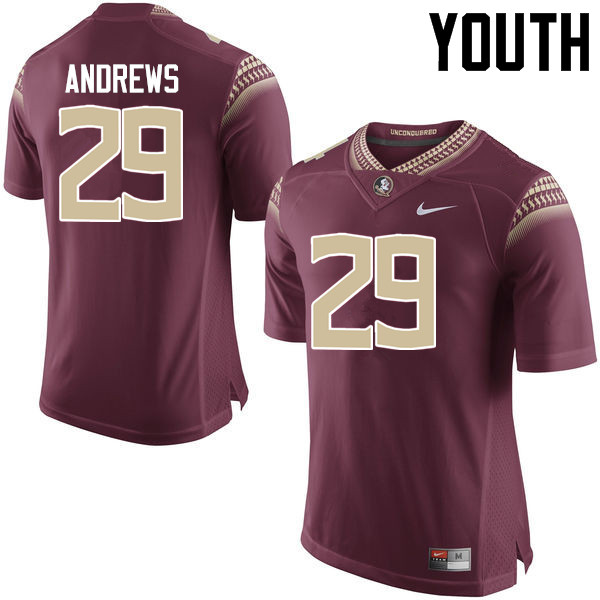 Youth #29 Nate Andrews Florida State Seminoles College Football Jerseys-Garnet - Click Image to Close